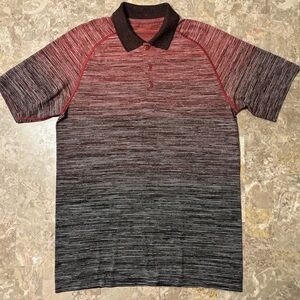 Lululemon Metal Vent Tech Heathered Fade Red & Black Polo Shirt Men’s Size L